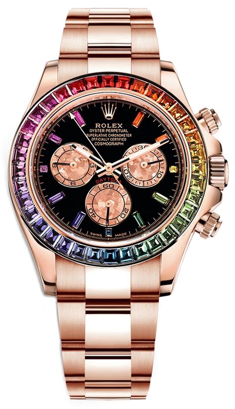 rolex daytona rose gold rainbow baguette & dial|Rolex 116505.